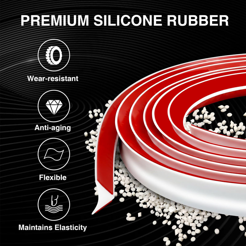 236 Inch Peel and Stick Quarter Round Molding Trim,Bathtub Trim Molding,Sink Gap Filler,Silicone Rubber Kitchen Water Splash 236 Inch Guard,White L Shaped Wall Corner/Baseboard Trim Cover Protector