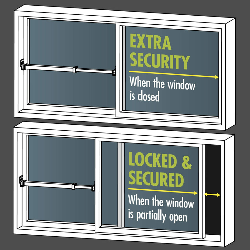 Ideal Security Sliding Window Security Bar or Patio Door Window Bars with Child-Proof Lock, Extendable, Window Safety, White (15.7-26.75 Inches) Pack Size 1
