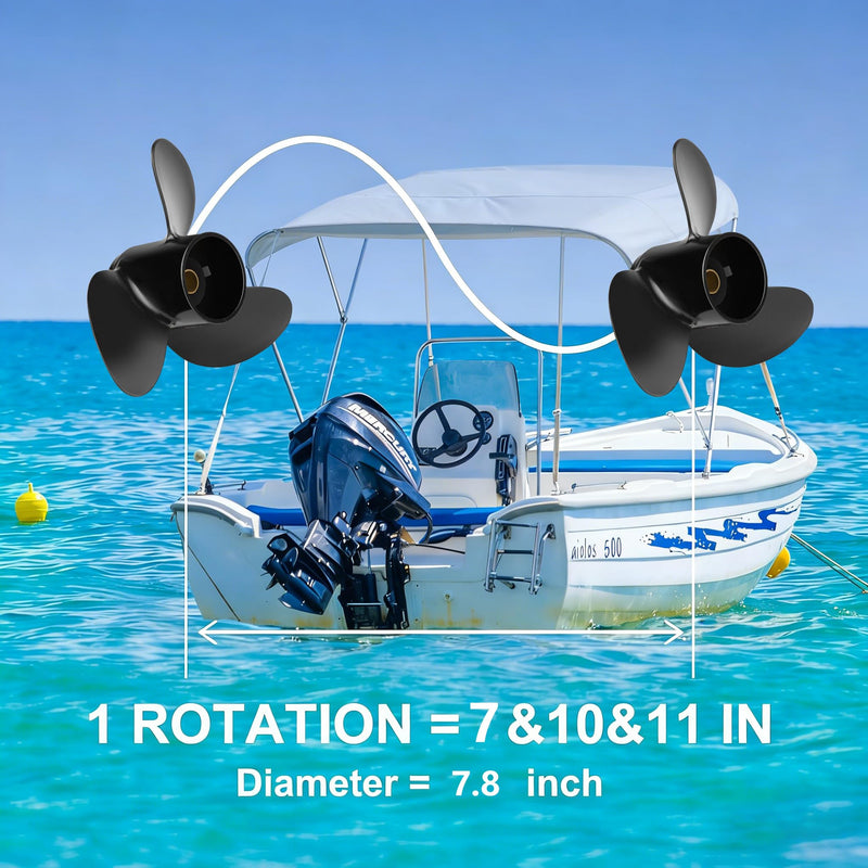 7.8 x 7 P Upgrade Aluminum Boat Outboard Motors Propeller Compatible fit Tohatsu Nissan & Mercury Engines 4-6HP 3R1B64514-2/48-812949A02 12 Spline Tooth 3 Blades RH