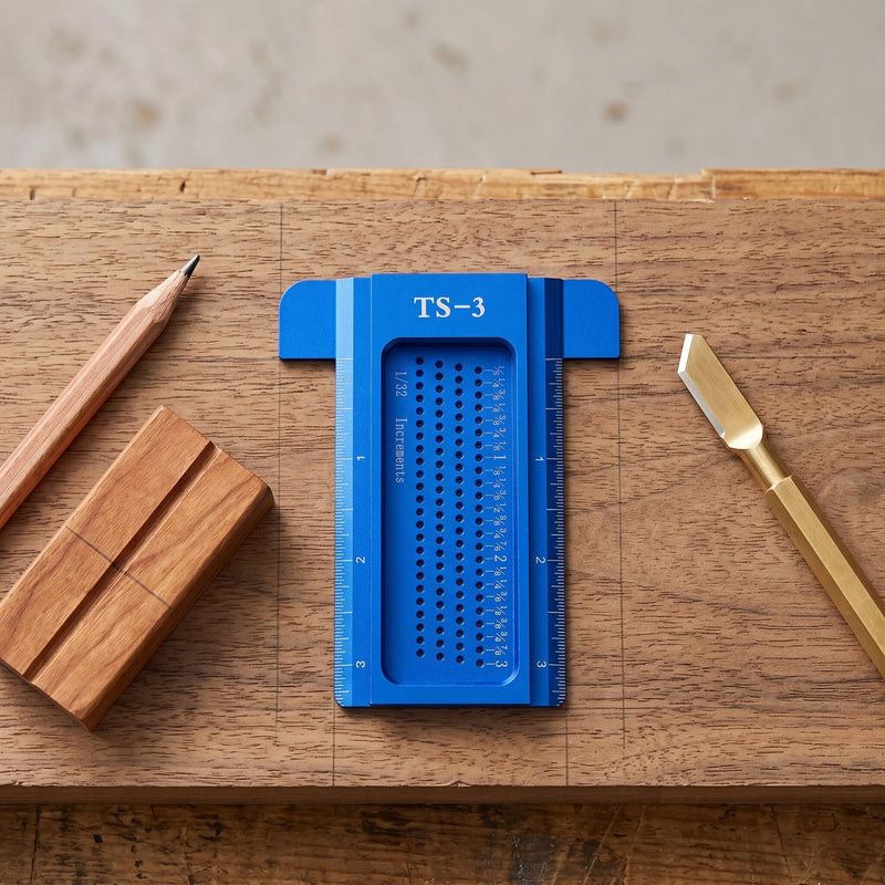 Precision Marking T-Rule, Aluminum Alloy Hole Positioning Scribing Gauge Woodworking Measuring Tool(Blue)