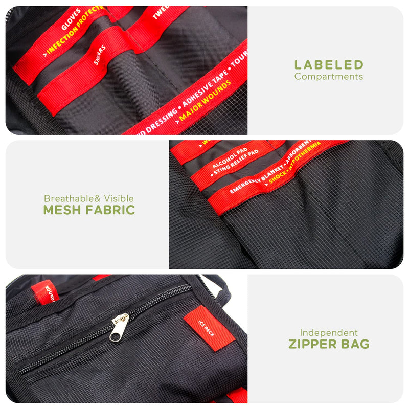 BearHoHo 160pcs Medical Supplies Storage Bag Portable Molle Pet First Aid Kit Dog Survival Kit Military Dog Emergency Rescue Medical Bag (Green) Green - PawsPlanet Australia