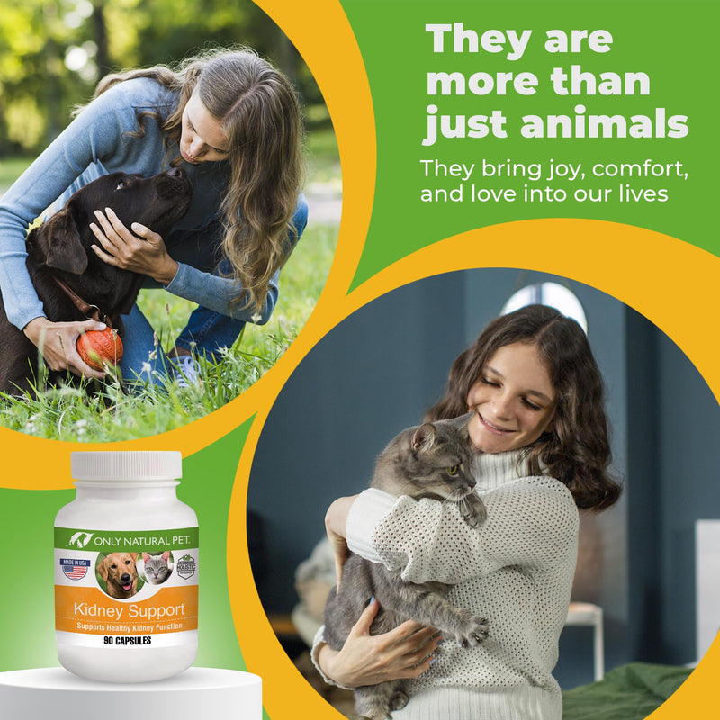 ONLY NATURAL PET Kidney Support Supplement | Supports Urinary Tract & Bladder Health w/Cranberry Extract | Incontinence Prevention (Capsules May be Opened and Contents Mixed w/Food) - 90 Capsules - PawsPlanet Australia