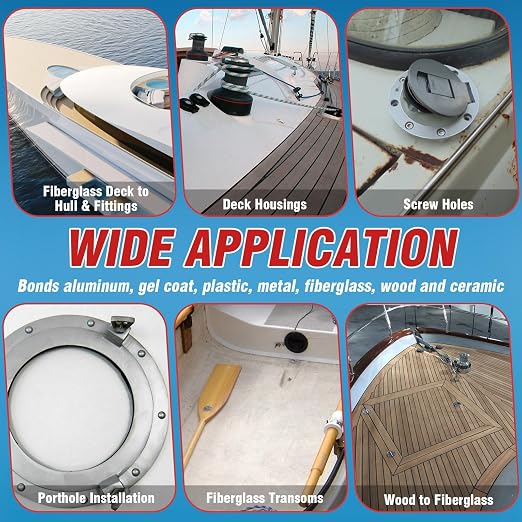 3.4 oz Marine Adhesive Sealant White, Marine Silicone Sealant Permanent, Marine Glue Waterproof, High Bond Strength, Fast Cure, UV Resistant, Above & Below Waterline - NewNest Australia