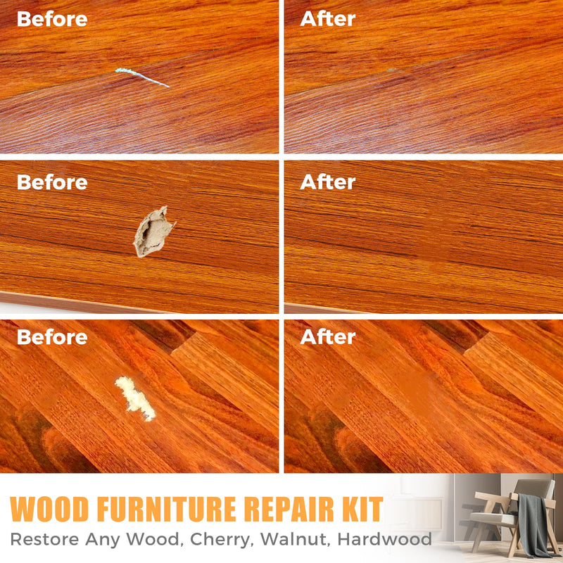 Wood Furniture Repair Kit- Set of 41 Laminate Vinyl Floor Repair Kit Wood Fillers,Floor Scratch Repair, Touch Up Markers, Restore Hardwood Scratches, Cracks, Hole for Floor, Table, Door, Cabinet 3