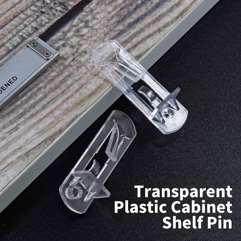 20 Pcs Plastic Locking Shelf Pins 5mm, 3/4” Clear Plastic Locking Shelf Support Peg Clips for 5mm Diameter Peg Hole & 3/4 Inch Cabinet Shelf 5mm - 3/4 20Pcs