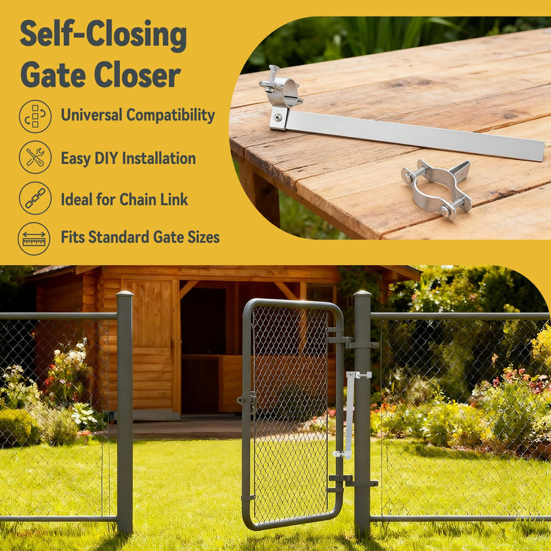 SPARKWHIZ Stainless Self-Closing Gate Closer, Automatic Chain Link Fence Gate Closer for Pool, Dog & Outdoor Gates