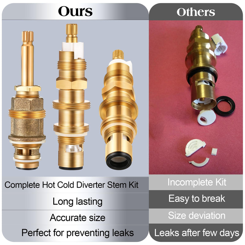 Dreyoo Ceramic Disc Cartridge Replacement for 910-030, Diverter Stem Replacement for 910-022, Shower Valve Faucet Cartridge Compatible with Price/Pfister, Hot Cold Diverter, Brass Construction