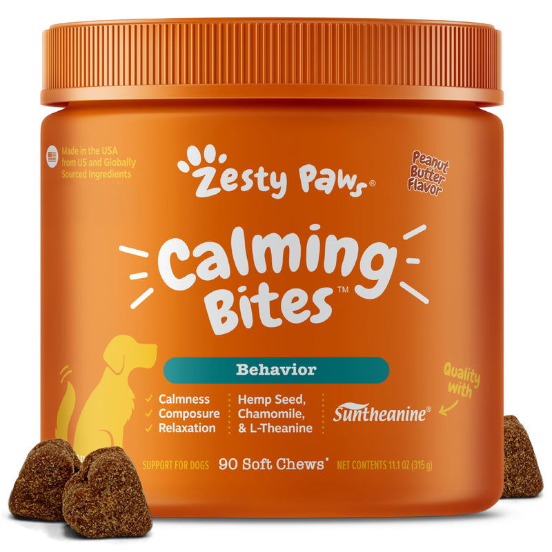 Zesty Paws Calming Chews for Dogs Composure & Relaxation for Everyday Stress & Separation Peanut Butter 90 Count 90 Count (Pack of 1)
