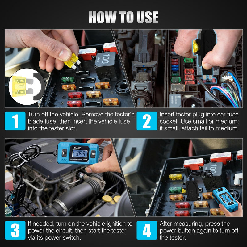PIFOOG Automotive Circuit Tester Car Test Light with Digital 3v-90v Display, High Precision Auto Fuse Relay Tester Electrical Current Fault Probe Checker Testing Tool LCD Front Lighting Max 20A 48V