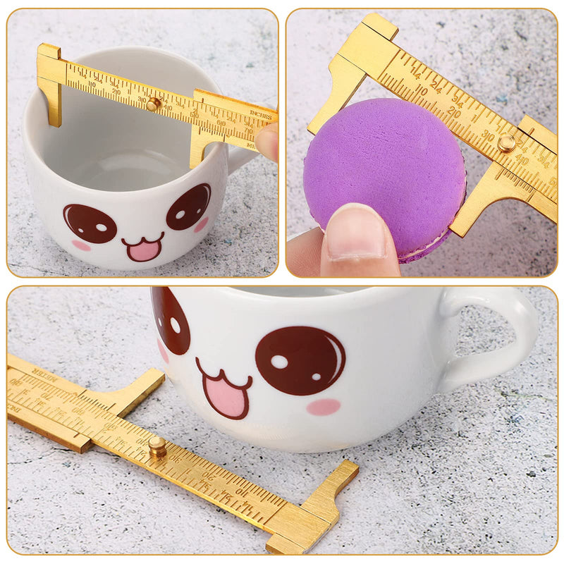 Konohan 2 Pcs Brass Vernier Caliper Pocket Handy Caliper Measuring Mini Tool Double Scale Sliding Gauge Metal Pocket Ruler for Bead Wire Jewels Rings Measurement