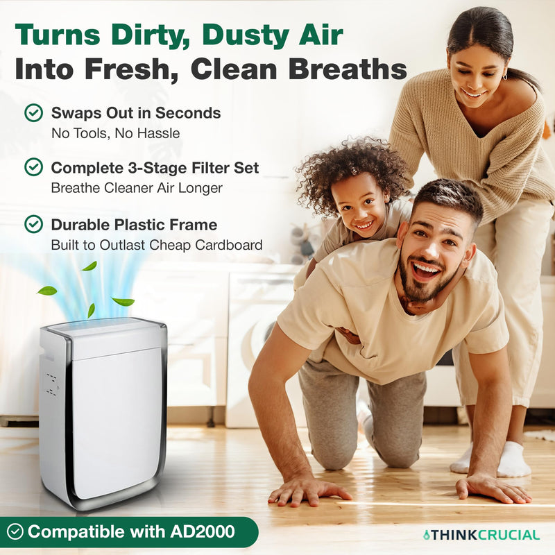 Air Purifier Filter Replacement – Compatible with Air Doctor AD2000 – Includes 1 Efficient Air Filter and 2 Carbon Filters + 2 Pre Filters - Third party-product