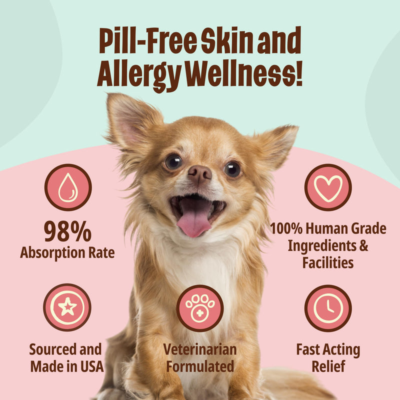 Licks Littles Skin & Allergy - Skin, Coat & Seasonal Allergy Support for Dogs - Omega 3, Turmeric, Inositol & Vitamin C - Pill-Free Gel Packets - Fish Flavor - 30 Packets 30 Count (Pack of 1)