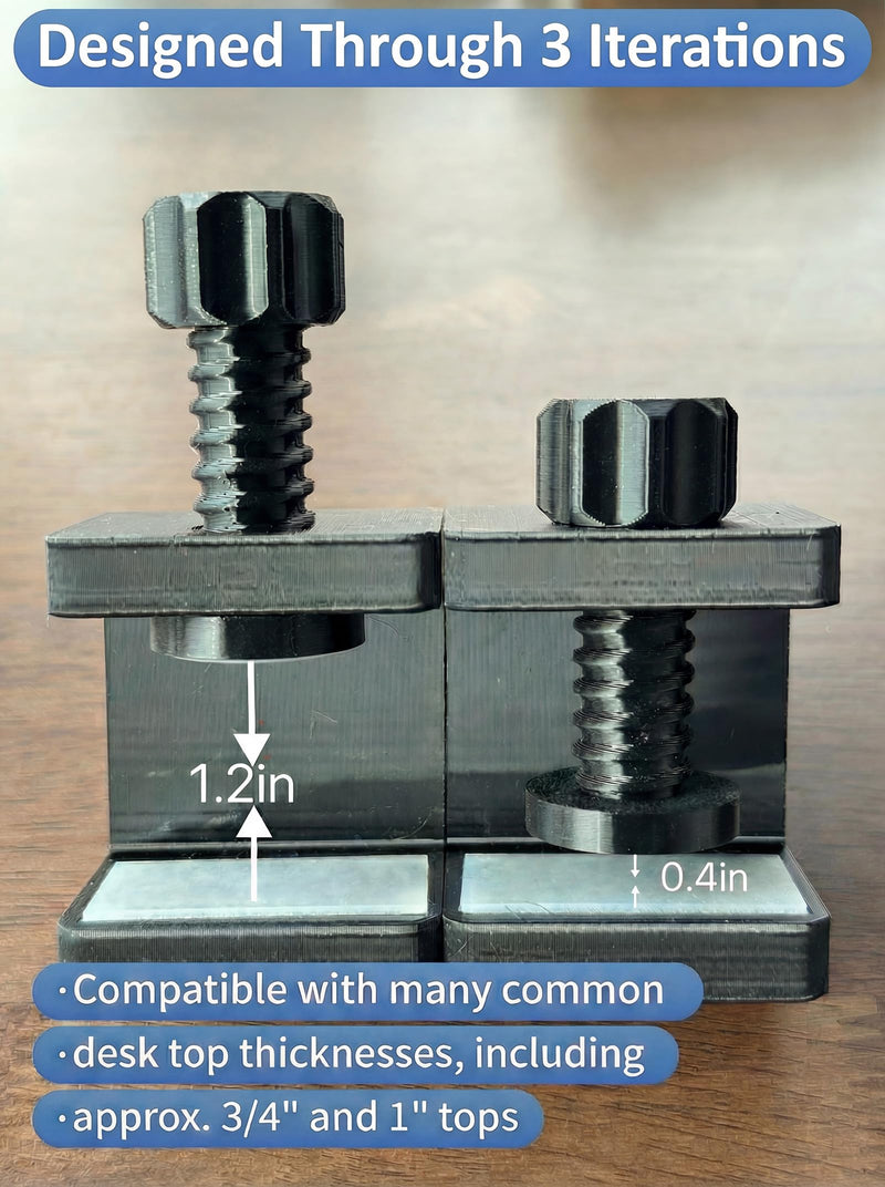Standing Desk Anti Wobble Stabilizer Clamp 2 Pack, Helps Reduce Standing Desk Wobble, No-Drill Desktop Clamp with Rubber Roller for 1 Inch Desk Tops (Fits 0.5"–1.2") Black (2-pack 0.5"–1.2" Desk Thickness)