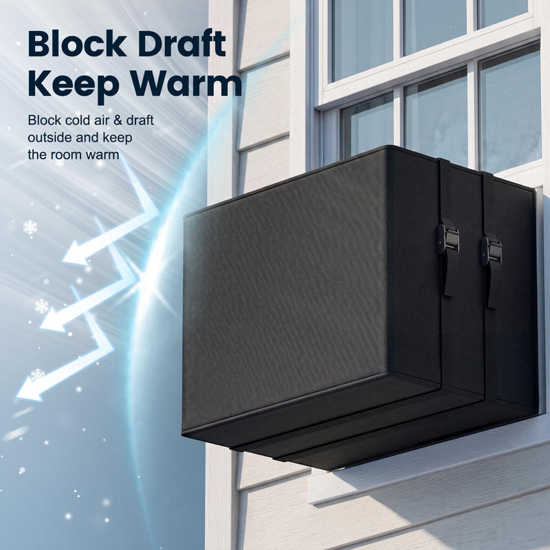 Window Air Conditioner Cover for Outside, 3 Layers Winter Insulation for Window AC Unit, Waterproof & Windproof & Dustproof, Heavy Duty Air Conditioner Covers Outdoor , 17"W x 13"H x 12"D, Black
