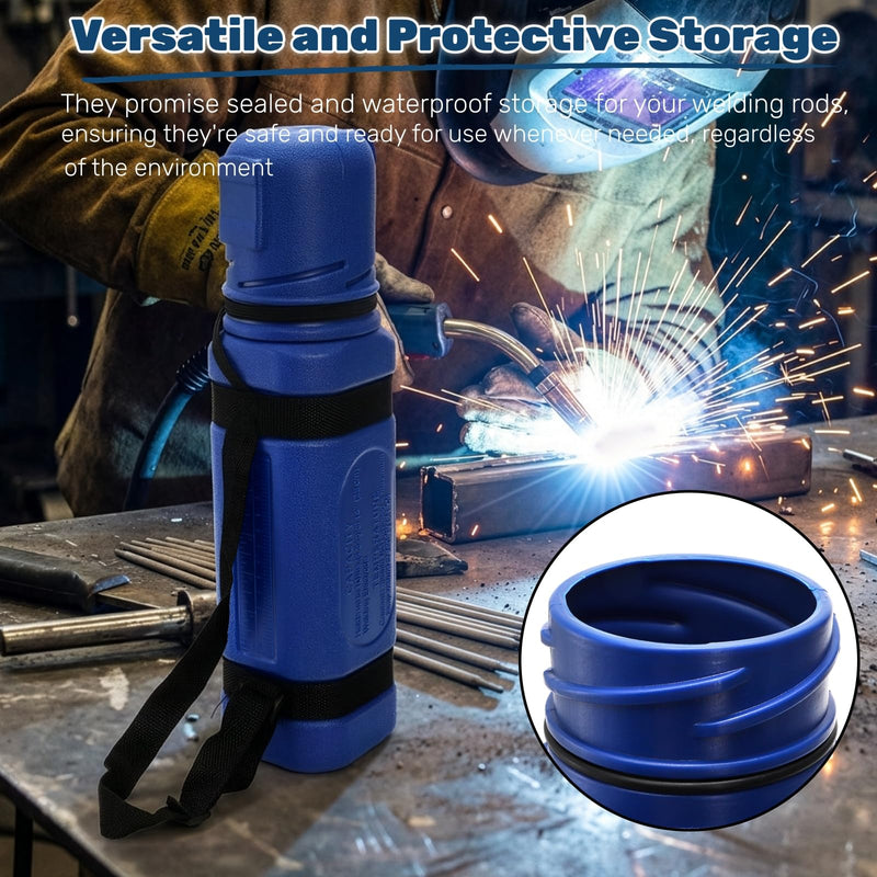 ZOOFOX Welding Rod Storage Tube, 15" Blue Carbon Steel Stick Storage Container with Adjustable Shoulder Strap, Airproof and Waterproof Rod Canister for Dry Electrodes, Welding Equipment
