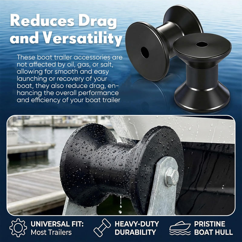 2 Pcs Protective Boat Trailer Bow Stop Roller 3''×1/2'' Wear-Resistant Polyurethane Robust Black Rubber Boat Trailer Bow Stop Roller, Trailers Replacement Parts & Accessories Easy to Install