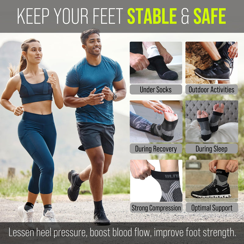 Foot & Ankle Brace Socks - Plantar Fasciitis Relief Neuropathy Socks, Arch Support for Women & Men, Ankle Compression Sleeve for Heel Spurs, Tendonitis, Ankle Wrap for Sprained Ankle Black S-M Small/Medium (1 Pair)