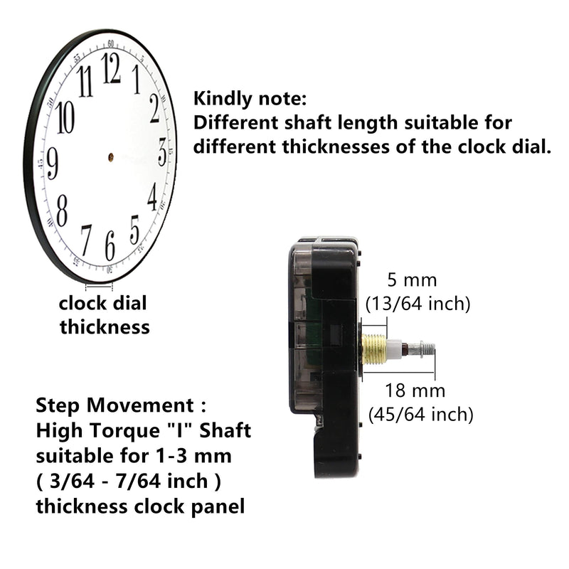 TIKROUND Include Hands Quartz DIY 12888 Wall Clock Movement Mechanism Battery Operated DIY Repair Parts Replacement thread length 13/64 inch Black