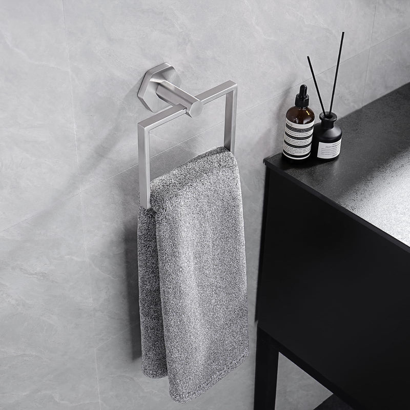 GERZWY SUS 304 Stainless Steel 2 Piece Bathroom Hardware Set Towel Ring and Toilet Paper Holder Wall Mounted, Brushed Finish