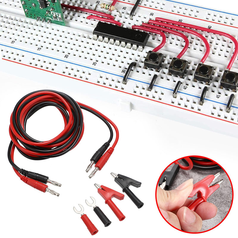 Sumnacon 4 in 1 Banana Plug Alligator Clip Pure Copper Fork Test Lead, 6.6 Ft Multimeter Flexible Test Lead Wire Cable with Protective Jack Copper Clamps for Electrical Testing 1000V/15A