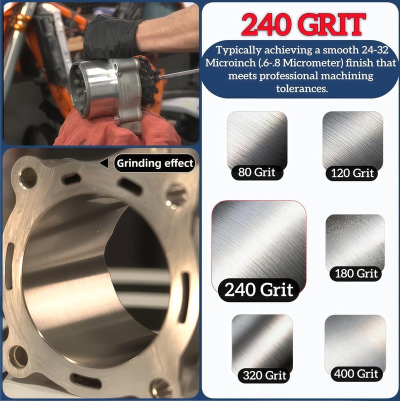 3-Inch Flexible Cylinder Hone, 240 Grit Silicon Carbide Honing Tool for Engine Cylinder Honing, Fits 2.75"–3" Bore Diameter, for Cast Iron, Stainless Steel & Soft Metals 3" (76.2mm) 240 Grit