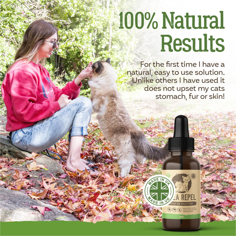 Flea Treatment for Cats | Works on Flea & Tick | All Natural Safe Formula & Easy To Apply | 50ml Spot On Application - PawsPlanet Australia