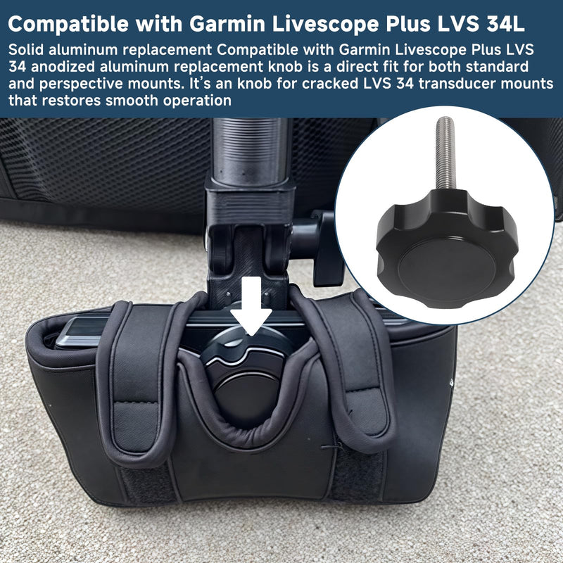 for Black Anodized Aluminum Replacement Knob Compatible with Garmin LiveScope Plus LVS34 Tilt Knob with Stainless Steel Hardware Suitable for Perspective Mount