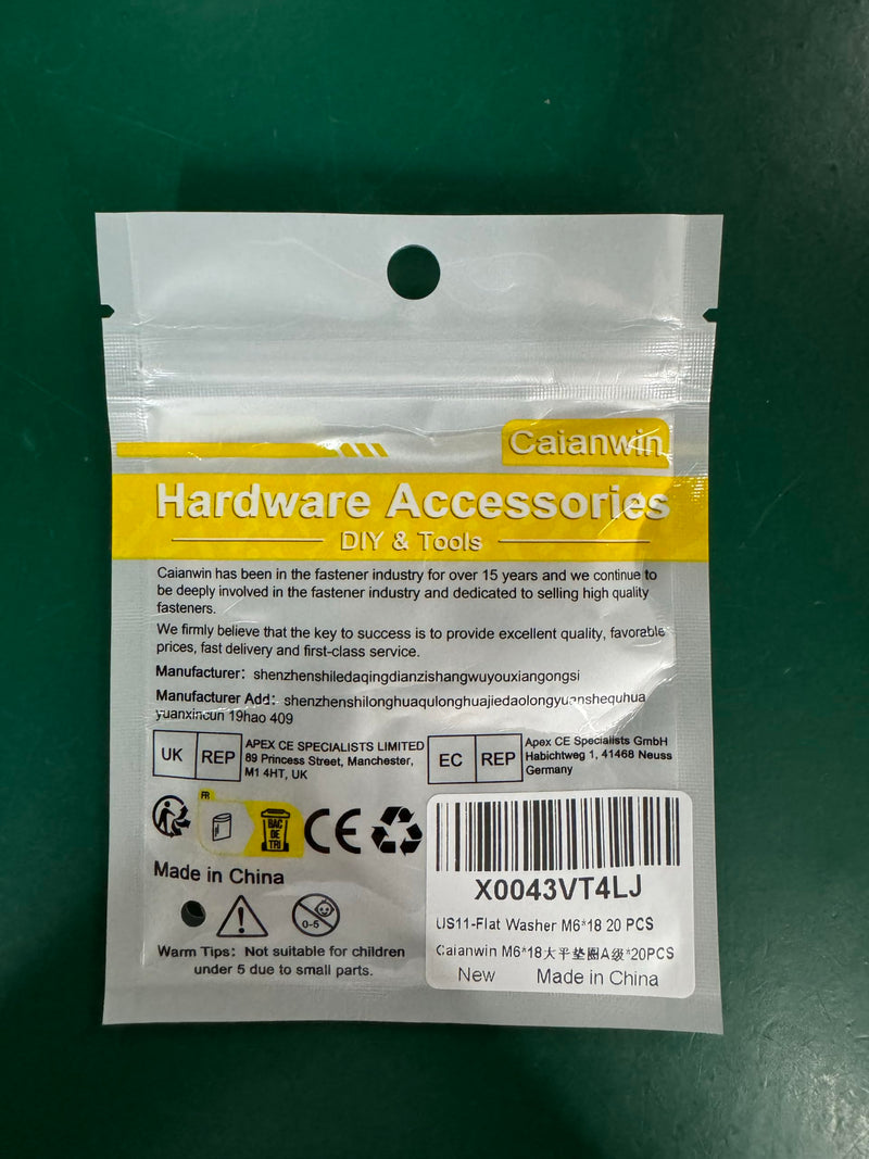 M6 Washers 20Pcs, M6 x 18mm Flat Washers 304 Stainless Steel Washers for m6 Screws Bolts & Nuts 20 M6*18*1.6
