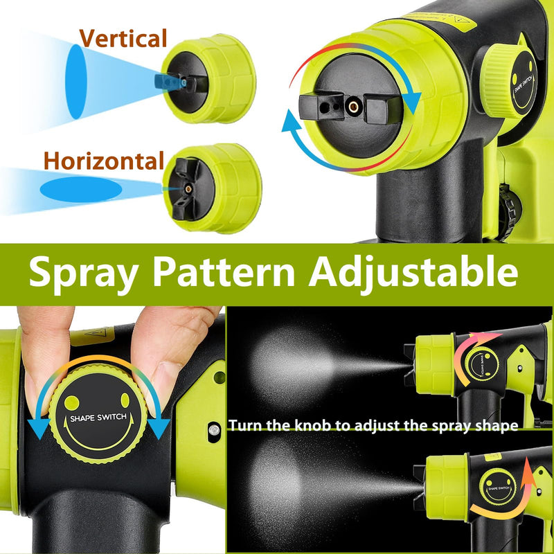 Cordless Paint Sprayer Compatible with Ryobi One 18V Battery 1000ml Capacity HVLP Spray Paint Gun 3 Patterns and 4 Nozzles for Wall Fence Furniture House Painting(Battery Not Included)