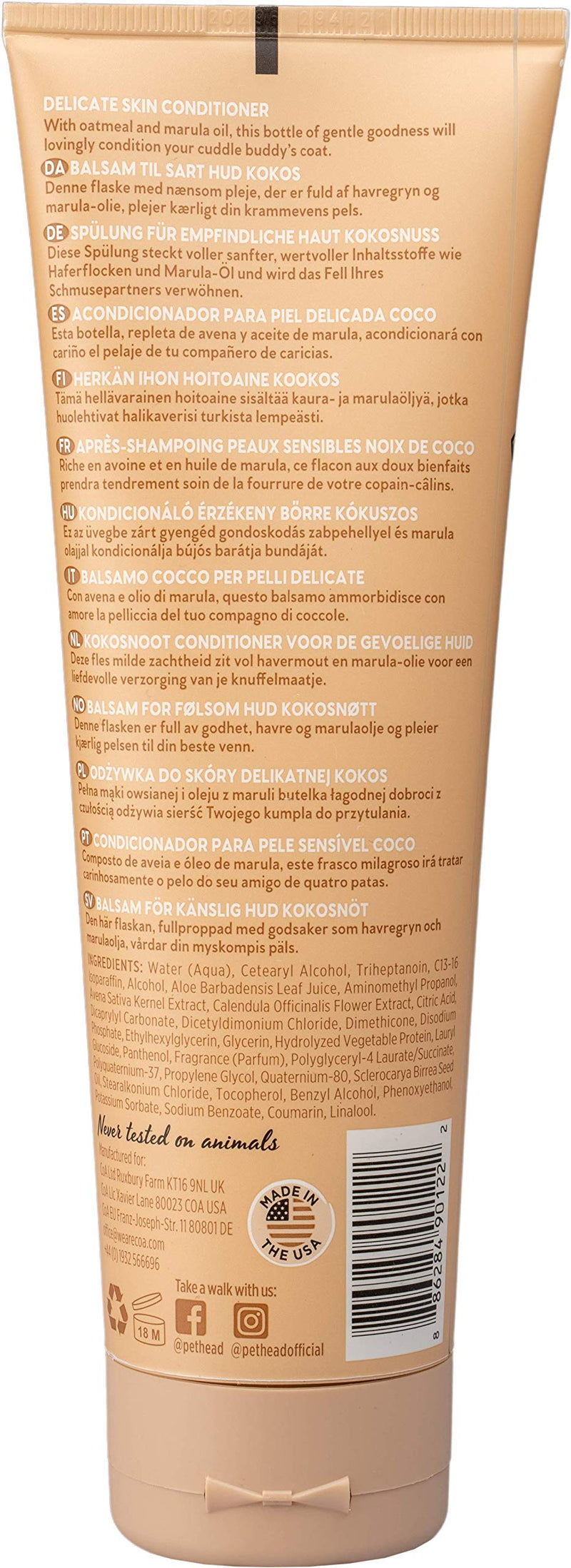 Pet Head Sensitive Soul Dog Conditioner | Coconut Scent | Conditioner for Dogs with Sensitive Skin | Professional Grooming | Vegan | pH-Neutral | Gentle Formula for Puppies | Made in USA | 8.4 fl. oz. - PawsPlanet Australia