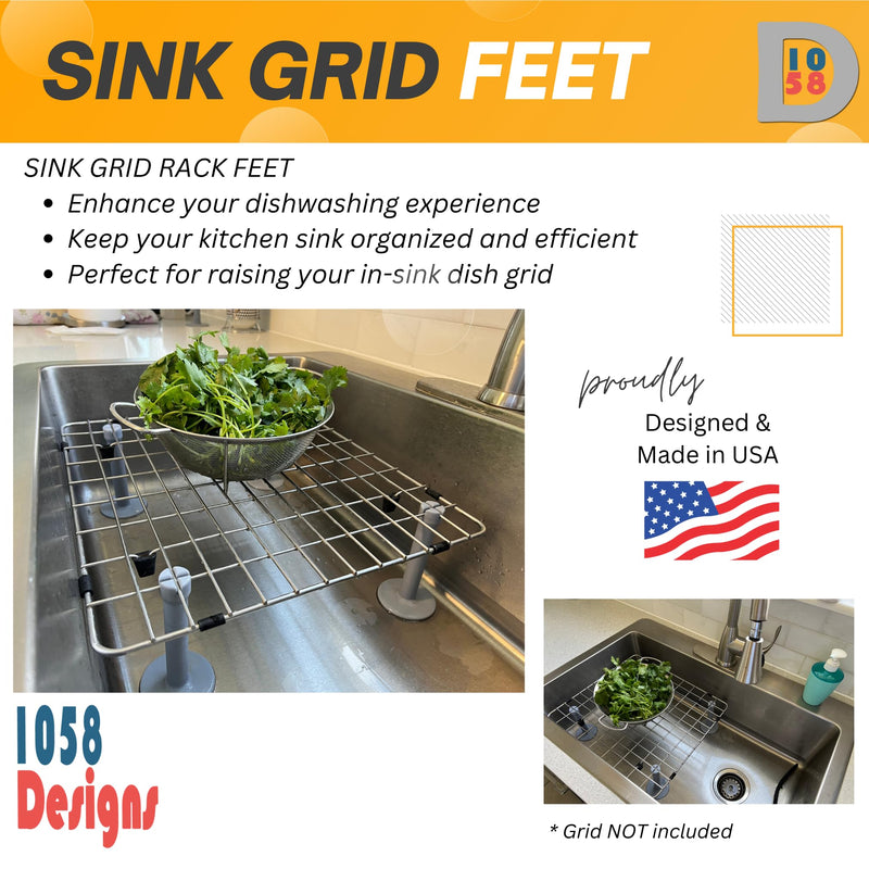 GridRisers - Standoff Feet for Kitchen Sink Grids - Turn Your Sink Grid to an Elegant in-Sink Dish Rack that Elevate and Help Dry Your Dishes Faster