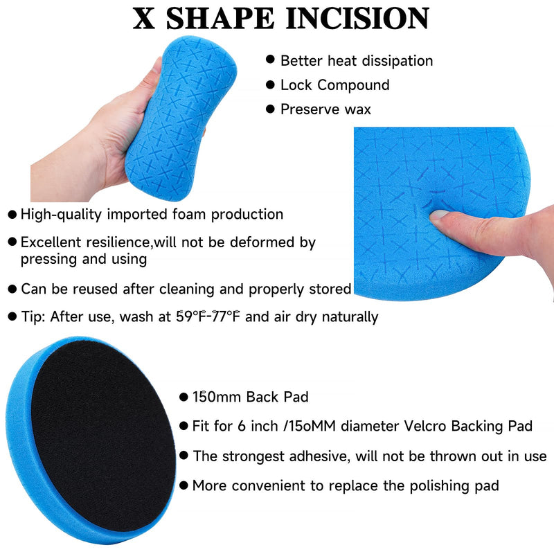 10pcs Polishing Buffing Pads for Drill - 6 Inches Car Polishing kit, Car Foam Buffing Sponge Pads Kit with M14 Drill Adapter,Polishing Pad Kit for Car Buffer Polisher, Polishing and Waxing