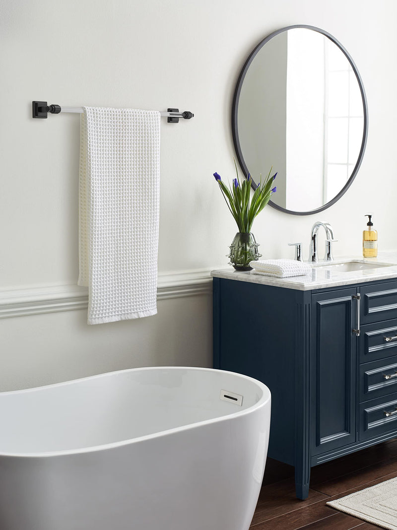 Amerock BH36064CMB | Clear/Matte Black Towel Bar | 24 inch (610 mm) Center-to-Center Towel Rack | Glacio | Bathroom Towel Holder | Bathroom Hardware | Bath Accessories