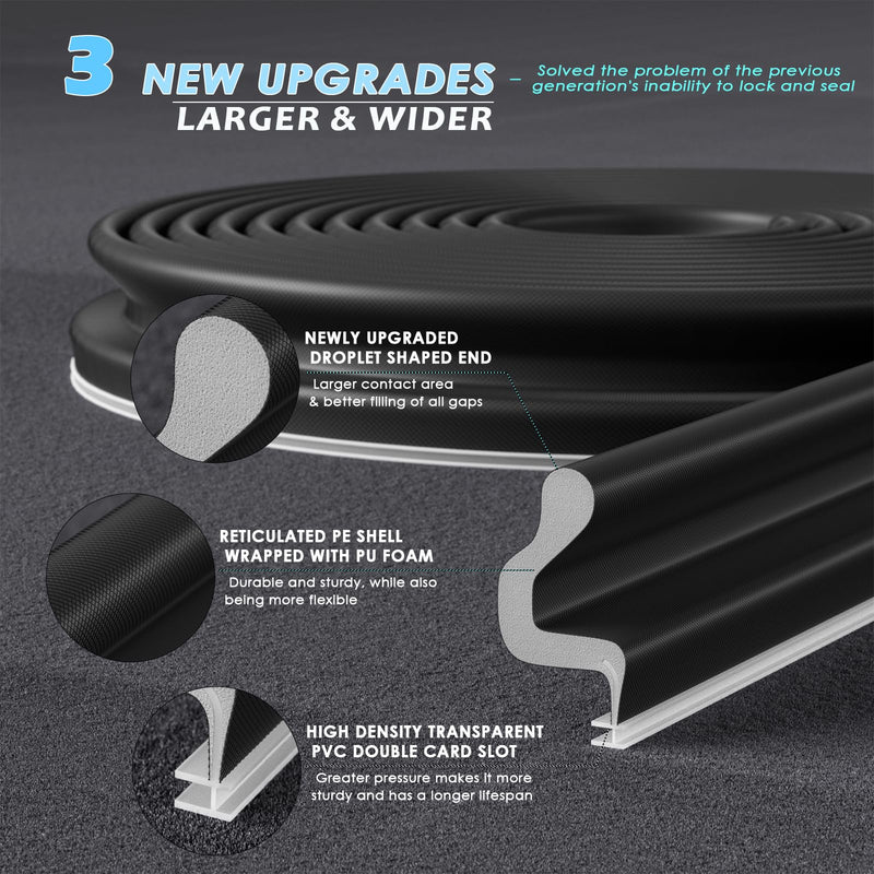 New Upgraded 40FT Kerf V-Shaped Weather Stripping Door Seal Soundproof Weather Strips Door Seal Strip for Door Frame Exterior Door Weather Stripping (40FT,Black,4 Gaskets) Black