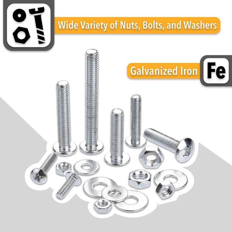 Mr. Pen- Bolts, Nuts, and Washer Assortment Kit, 113 pcs, Nuts and Bolts Assortment Kit, Assorted Nuts and Bolts, Nut Bolt and Washer Assortment, Bolt and Nut Assortment Silver