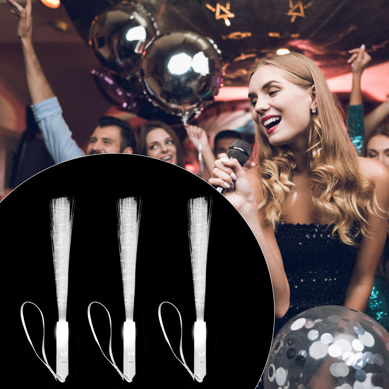 80 Pcs White Fiber Optic Wands LED Light Up StickS Glow in The Dark Wand White Flashing Sparklers with 3 Light Modes for Glow Birthday Wedding Entertainment Props Party Supplies 80