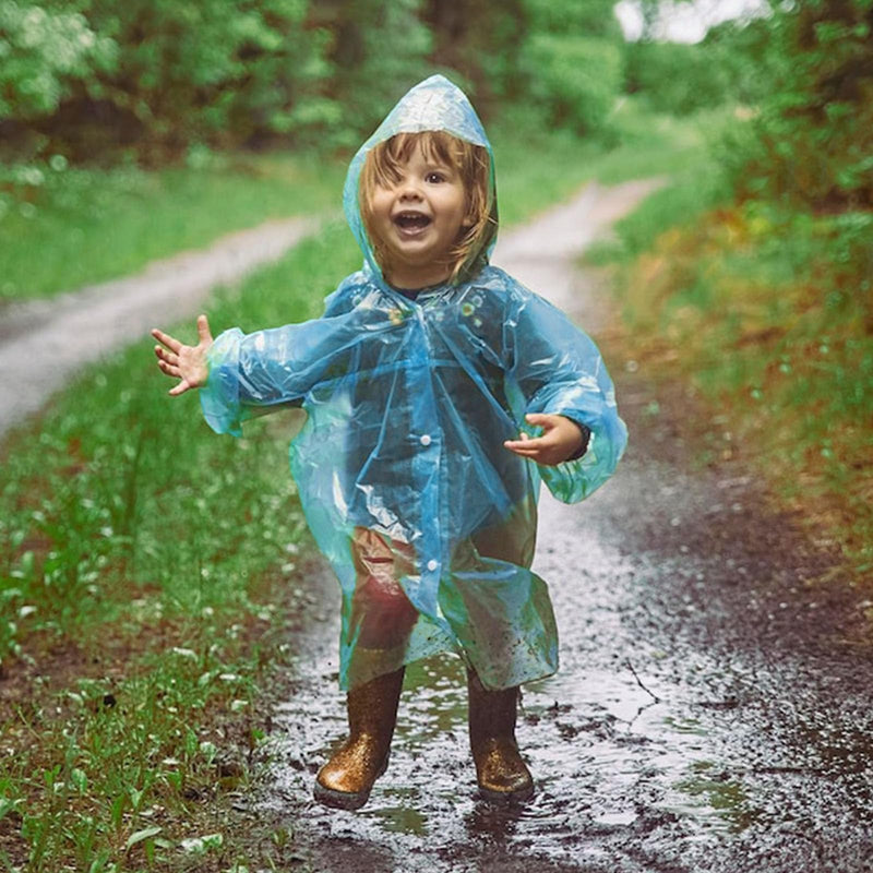 Disposable Rain Ponchos for Kids,Rain Ponchos Family Pack,Clear Kids Ponchos,Individually Wrapped. Colors10