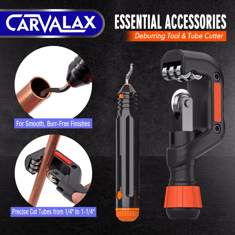 Eccentric Flaring Tool Kit, 45° Precision Flaring, Metric/Imperial Clamp for 6-19mm & 1/4"-3/4" Pipes, Includes Cutter, Deburring Tool & Hard Case for HVAC & Refrigeration Repair Single Bar Metric/Imperial