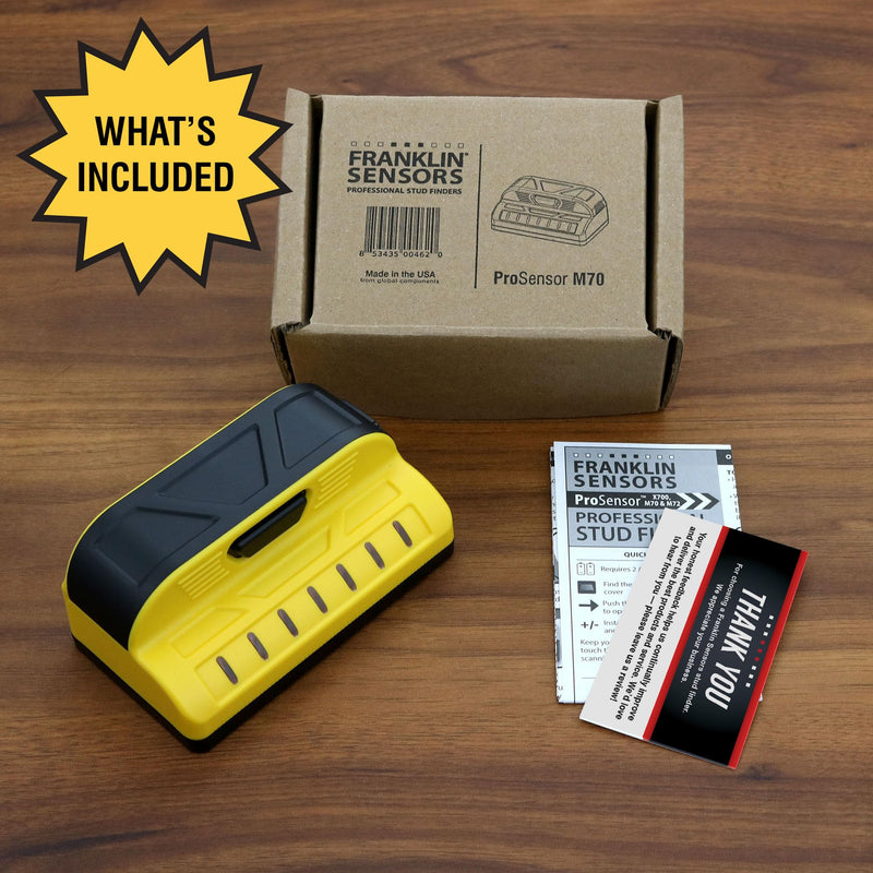 Franklin Sensors ProSensor M70 Stud Finder with 7-Sensors, Wood & Metal Stud Detector/Wall Scanner, Made in The USA Yellow