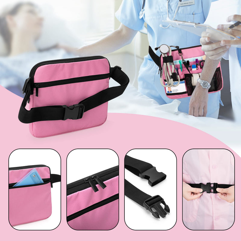 Damero Nurse Fanny Pack with Medical Gear Pockets, Nurse Waist Pouch Nurse Tool Belt with Tape Holder for Stethoscopes, Bandage Scissors and Other Medical Supplies, Pink