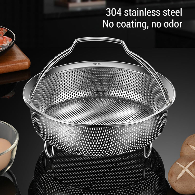 Stainless Steel Steamer Basket, Mini Sized Perforated Basket Steamer for Eggs and Small Vegetables, Compact Size Fits Most Pots, Oven and Dishwasher Safes (S) (M) M