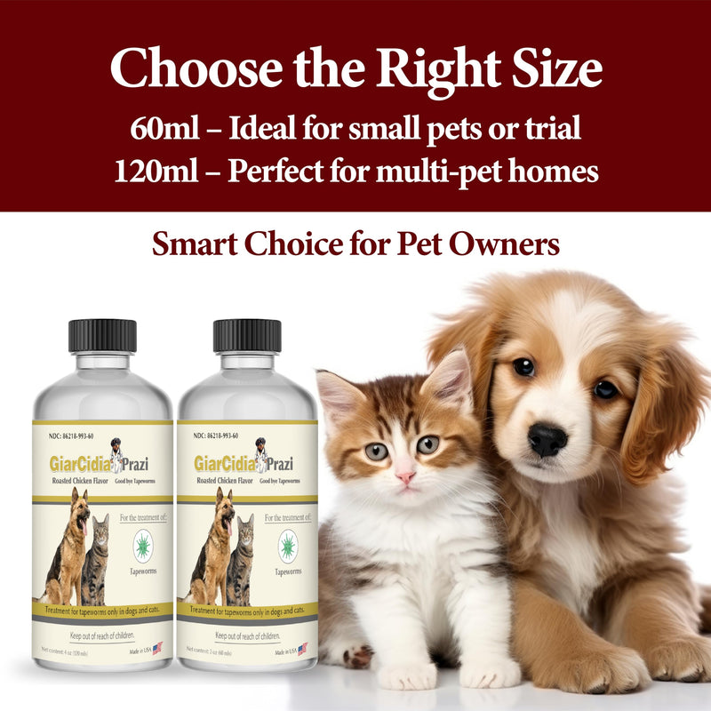 No More Tapeworms in Cats and Dogs- Dewormer for Cats and Dewormer for Dogs - Vanilla Flavour with 3ml Dropper (120ml Vanilla) 120ml Vanilla