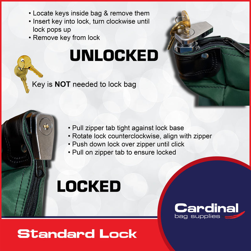 Locking Document Security Bag handles HIPAA Compliant Medical Transport Business Financial 15” x 19” Forest Green