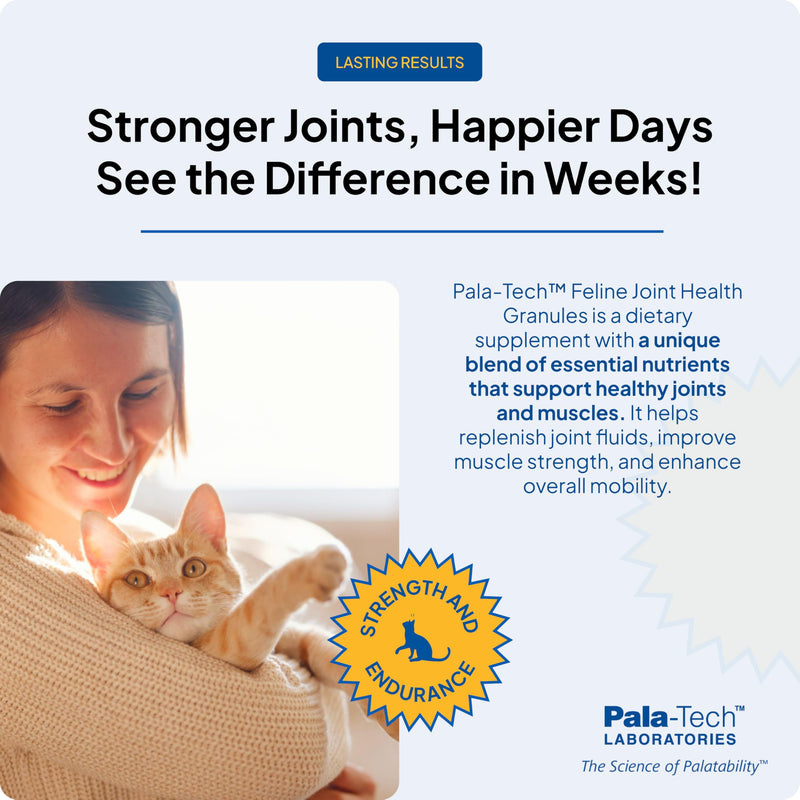PalaTech Feline Joint Health Granules (1lb) – Glucosamine for Cats, MSM, Creatine & Omega – Cat Joint Supplement Supports Healthy Joints & Muscles in Feline – Easy to Mix with Food