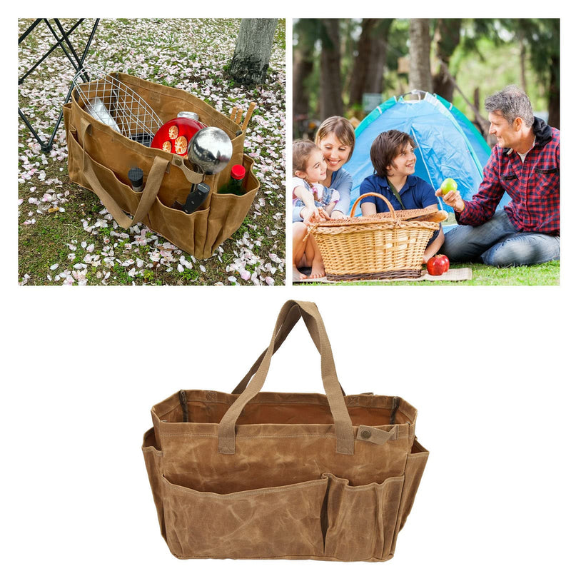 Diydeg Garden Tool Bag, Tool Bag Large Garden Tool Organizer Gardening Tote Bag Organizer Tool Storage Bag with Comfortable Carry Handle for Camping (Khaki) Khaki