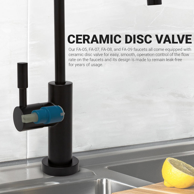 Metpure Non-airgap NSF Certified RO Faucet Reverse Osmosis Drinking Water Filtration System Water Dispenser Spout (Matte Black). Large Euro Style with Faucet Wrench.