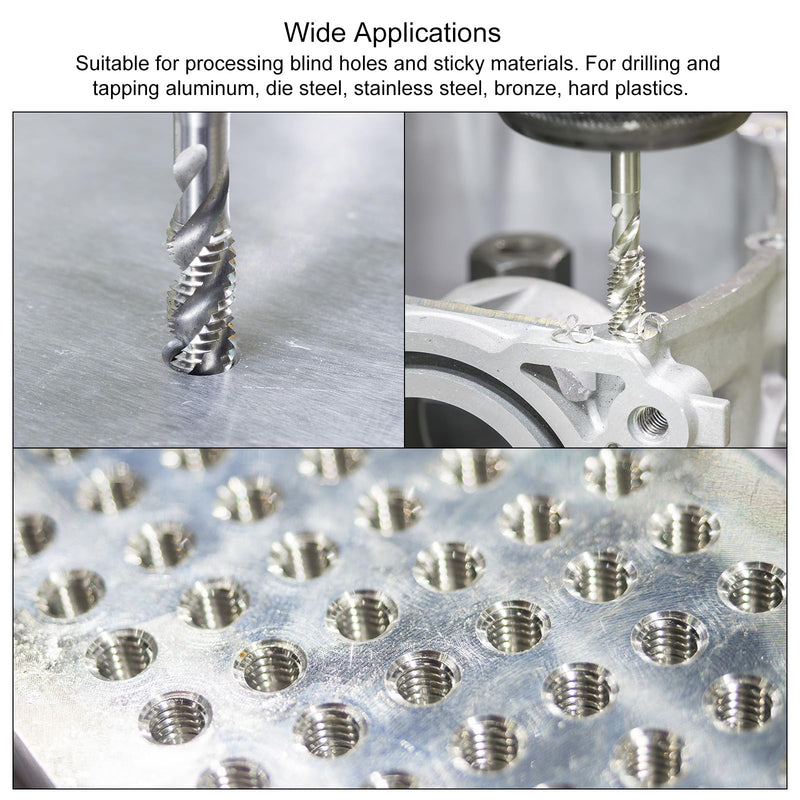uxcell Spiral Flute Taps, 1-8 UNC 2B High Speed Steel (HSS) Uncoated Machine Thread Milling Threading Screw Tap 4 Flutes Tapping Tool