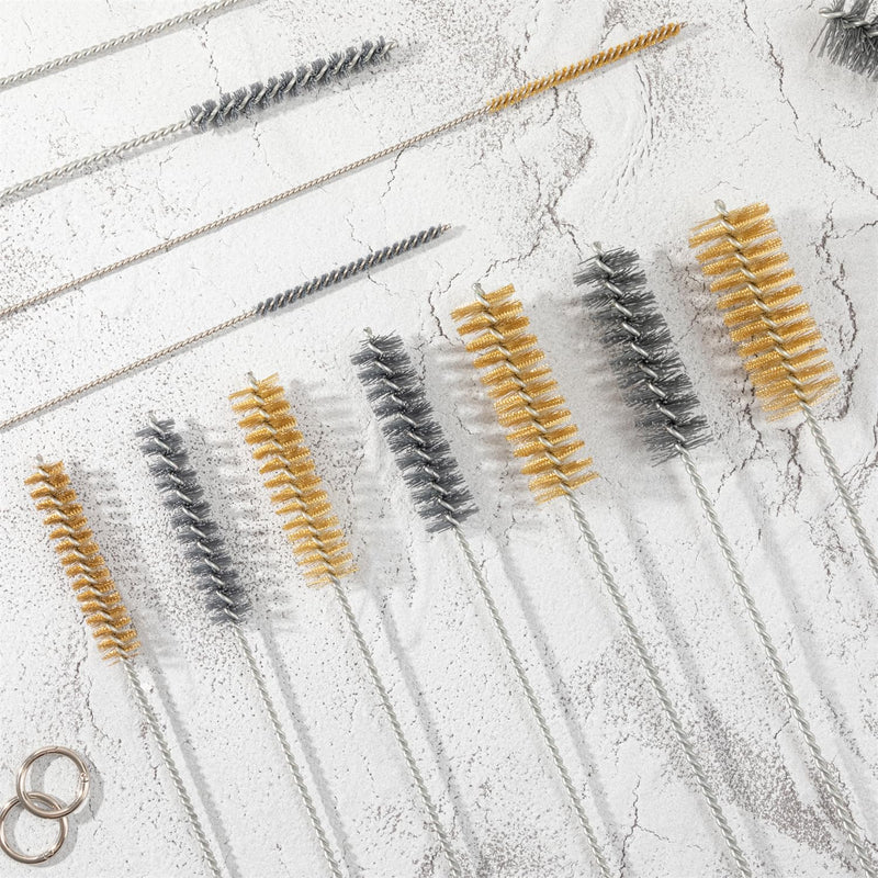16 Inch Extra Long Pipe Cleaning Brush Set Abrasive Filament, 8 Piece Variety Pack for Removal of Rust, Corrosion, Paint, Etc. Nylon