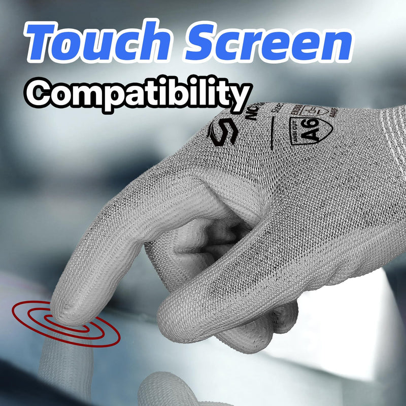 Schwer 12 Pairs Cut Resistant Gloves ANSI A6/A7 (Send Randomly) CR7120 Cut Proof Work Gloves, Touchscreen, for Men and Women Used for Woodworking, Glass Cutting, Construction, Cargo Handling, L Large 12 Pairs-super Saver Set