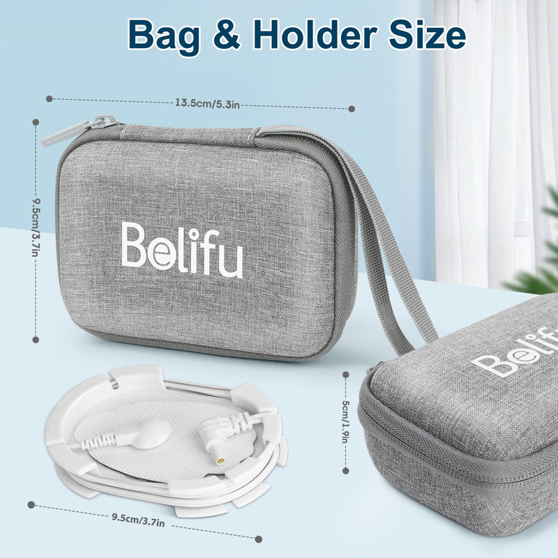 Belifu Storage Bag with Wrapable Pads Holder, Hard Travel Case for Tens Unit, Electrode Pads and Wires Organizer, Portable Zipper Bag with Film and Mesh Bag